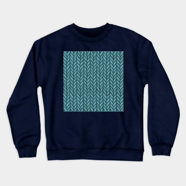 Teal Winter Knit Pattern Drawing Crewneck Sweatshirt by Slightly Unhinged